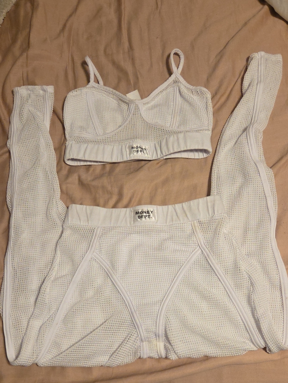 White Mesh Bralette & High-Waist Brief Set